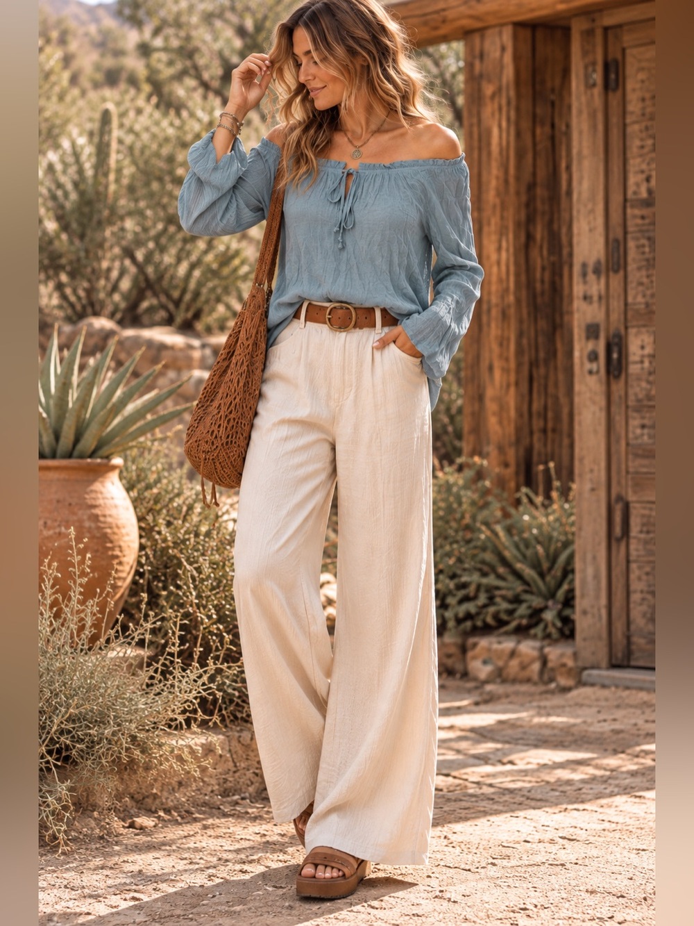 Boho Off-Shoulder Blouse - blu pepper (Buckle) - Size M